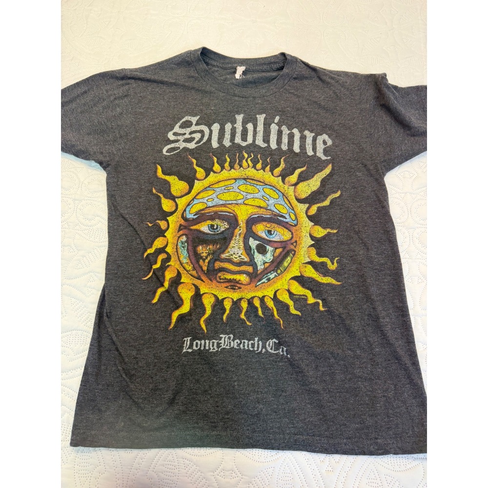 Sublime Sun Logo Graphic T-Shirt Charcoal Heather Small Long Beach Ca Band Tee